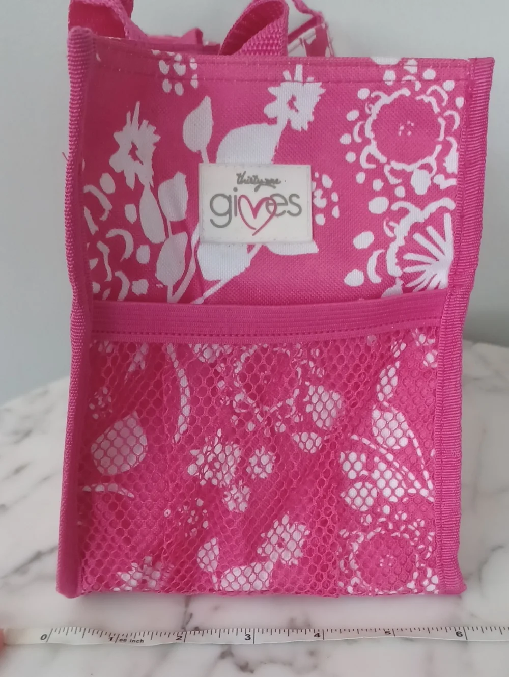 Thirty-One Pink and White Floral Tote Bag URU Keep It Caddy 6